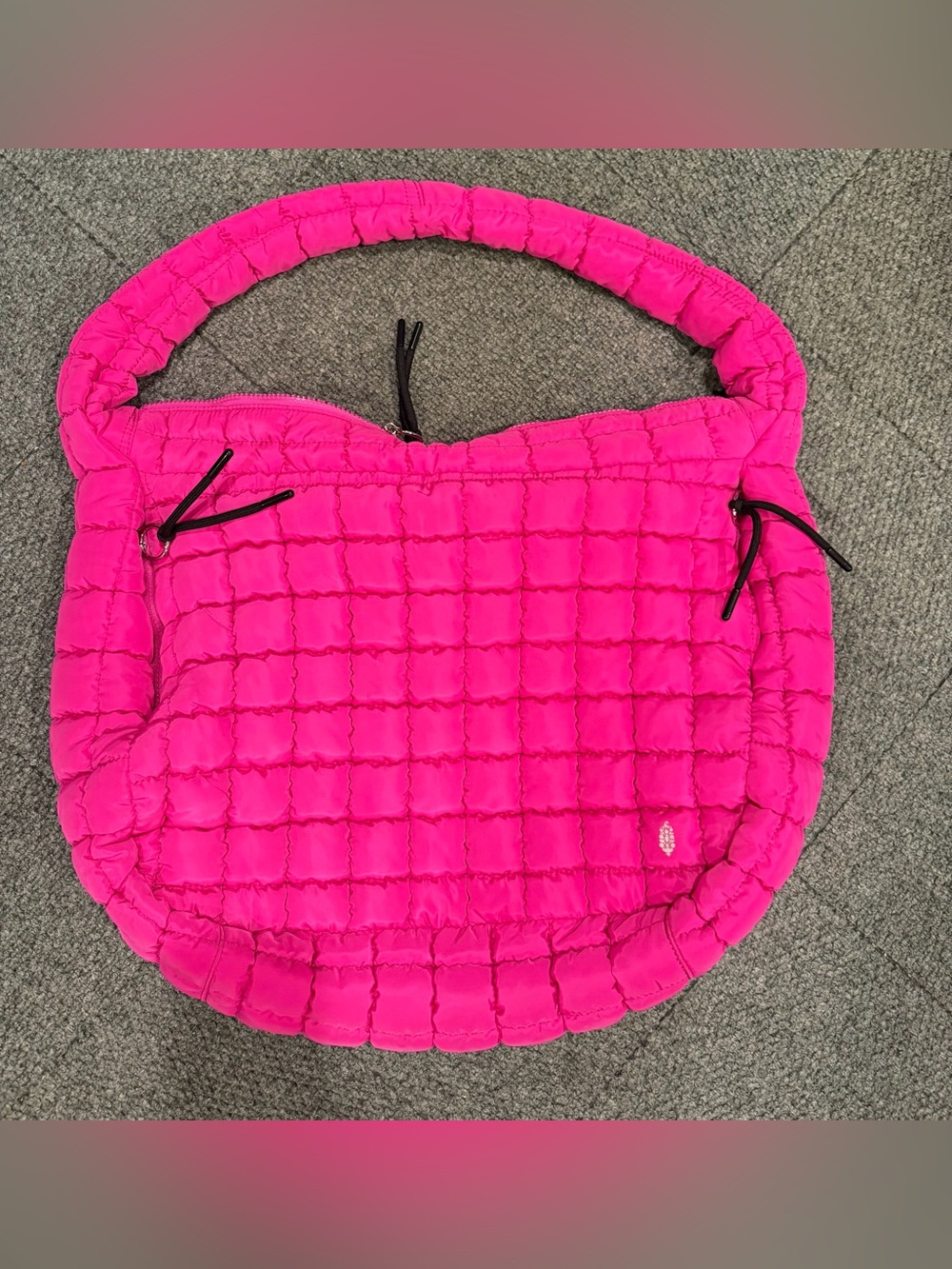Free People Quilted Hot Pink Puffer Shoulder Bag